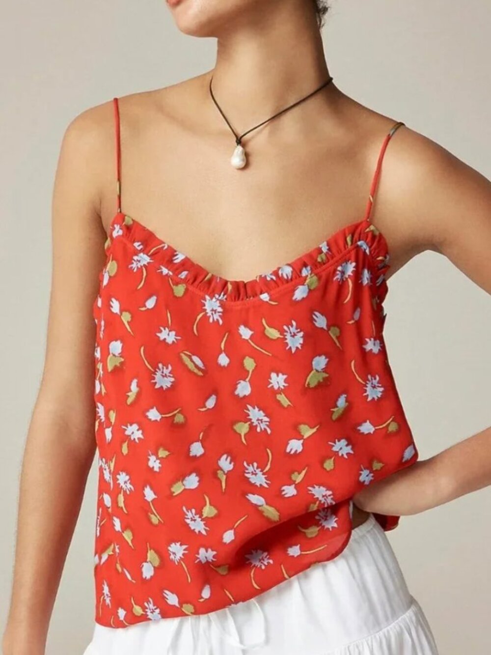 NWT J Crew Ruffle print camisole in brushed daisy print chiffon